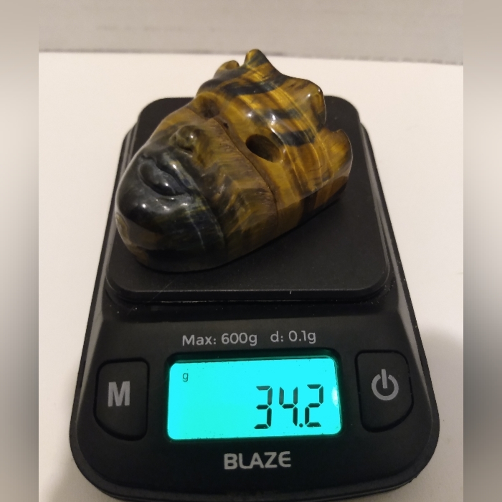 Tigers eye Tribal mask carving 34.2g - Picture 7 of 8